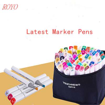 T7-60 New Wholesale  60 Colors Dual Tip Art Markers,Permanent Marker Pens